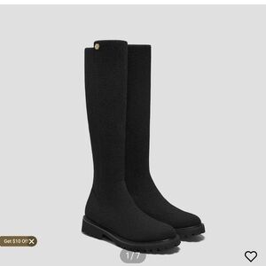 Black Knee-High Stretch Knit Riding Boots - Women original price $239